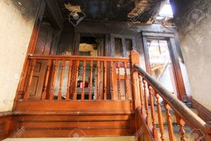 inside of home damaged by fire